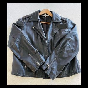 Classic black leather jacket, size L